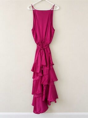 Petal & Pup Fuchsia Ruffle-Tiered Sleeveless Dress